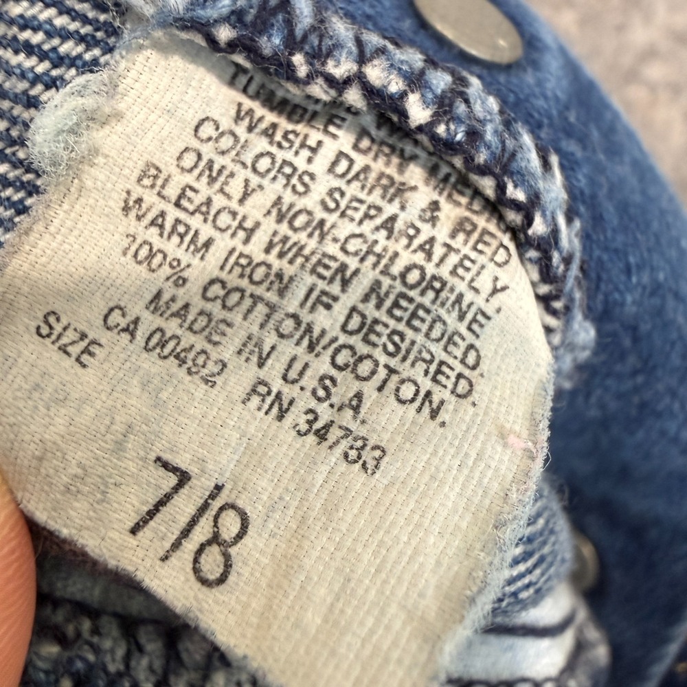 Vintage Lee Denim Bib Overalls Womens 7/8 Blue Denim Tapered USA 80s 90s - Picture 15 of 16